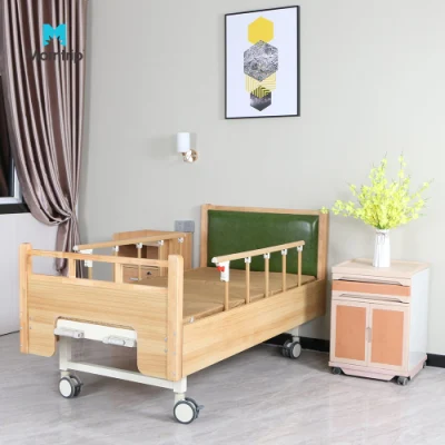 Household Style Solid Wood Two Function Back Lift Manual Paralysis Patient Care Bed Nursing Fowlers Bed for Home Nursing
